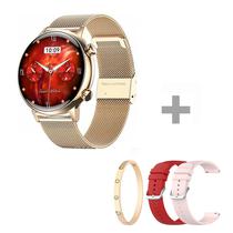 Smartwatch G-Tide Romance Lady Time com Bluetooth - Dourado + 2 Pulseiras