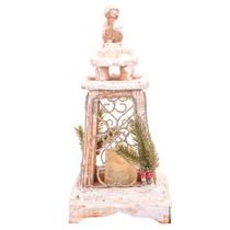 Lampada Natalina c/Luz A Pilha de Madera com Neve 34CMX16CM