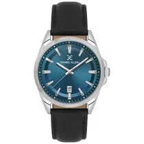 Relogio Analógico Masculino Daniel Klein DK.6.14036-3 / Pulseira de Couro - Preto/Prata/Azul