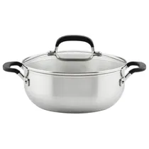 Panela Kitchenaid Inox com Tampa de Vidro 4L 24CM