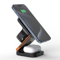 Carregador Wireless 4LIFE 3 Em 1 Foldable Magnetic Charging Station FLWXC62 / 15W - Preto