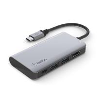 Adaptador Hub Multiporta Belkin 4 Em 1 AVC006BTSGY / USB-C / 100W - Grey