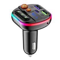 Transmissor FM Luo LU-A46 para Carro / 3.1A / USB-A X2 / USB-C / TF - Preto