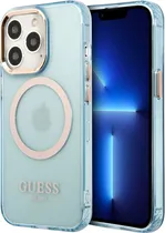 Capa Guess para iPhone 13 GUHMP13MHTCMB - Blue Magsafe With Gold