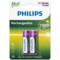 Pilha Recarregável AA Philips R6B2RTU25 de 2.500 Mah 1.2V - 2 Unidades