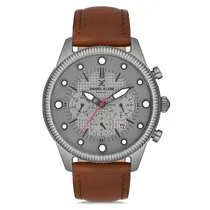 Relogio Analógico Masculino Daniel Klein DK.1.12723-3 Exclusive Gents / Pulseira de Couro Genuino - Marrom/Cinza