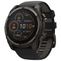 Smartwatch Garmin Fenix 8 Sapphire Solar 010-02907-10 de 51MM com Power Sapphire / 32GB / 10 Atm / Wi-Fi - Carbon Gray/ Black