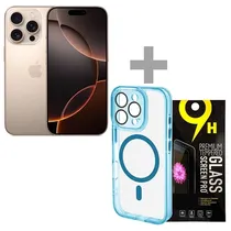 Apple iPhone 16 Pro A3083 Esim 128GB/8GB Ram de 6.3" - Desert Titanium + Capinha Magsafe 3 Azul + Película