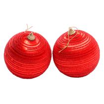 Pelota Navidad Con 2PZ 10CM Rojo Setin