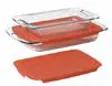 Pyrex Fuente Easy Grab 4C Oblong Baking Dish Tapa Plastico Vidrio Templado s/C