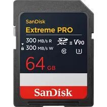 Cartão de Memória SD Sandisk Extreme Pro 300-300 MB/s U3 V90 Uhs-II 64 GB (SDSDXDM-064G-GN4IN)