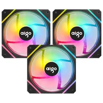 Cooler para Gabinete Aigo AM12 Pro 12X12 Argb - Preto (Kit com 3)