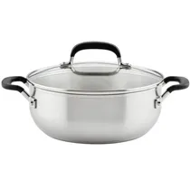 Panela Kitchenaid 71021 Indução com Tampa Aço Inoxidável Escovado 4L - Prata