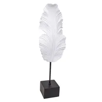 Estatueta Decorativa Em Forma de Folha 54 CM Branco