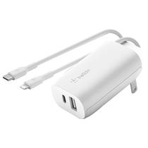 Carregador de Parede Belkin 37W Ac USB-C 25W, USB-A 12W + Cabo USB-C A Lightning Branco - WCB007DQ1MWH-B5