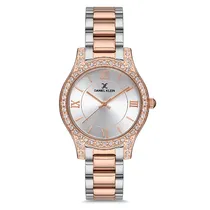 Relogio Analogico Feminino Daniel Klein DK.1.12762-6 Premium Ladies / Pulseira de Aço Inoxidável - Prata/Rose Gold
