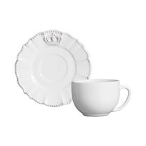 Set de Ceramica Porto Brasil Windsor 335246 Taza de Te 260ML + Plato 15.5 CM Blanco