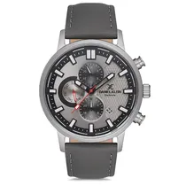 Relogio Analógico Masculino Daniel Klein DK.1.12707-4 Exclusive Gents / Pulseira de Couro Genuino - Cinza
