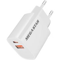 Carregador de Parede Mega Star CH500B USB-A para USB-C 18.5 W - Branco