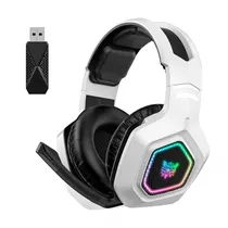 Fone BT c/Mic Onikuma B100 Wireless RGB 2.4G White USB/P2