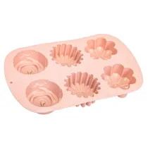 Forma de Silicone 6 Cavidades Florais - Rosa Salmão