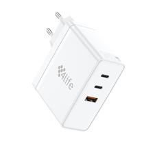 Carregador de Parede 4LIFE 140W Ganmaster Series (FL75140CCAGW) 2XUSB-C / USB-A /220-240V ~ 50/60HZ - Branco