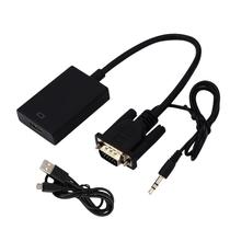 Cabo Adaptador VGA Macho para HDMI Femea com Audio - Preto