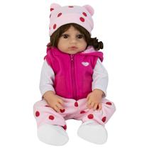 Boneca Baby Reborn V-52 - 48CM - Silicone - Pijama Rosa