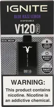 Vape Descartável Ignite V120 Pro Blue Razz Lemon 12000 Puffs Dual Mesh Black