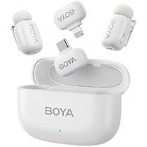 Kit Microfone Boya Mini Lightning + USB-C Sem Fio - Branco (2TX+1RX)