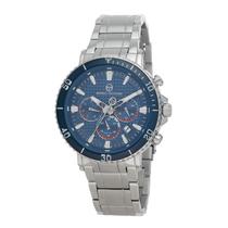 Relogio Analogico Masculino Sergio Tacchini Archivio ST.1.10034-3 com Pulseira de Aco Inoxidavel - Prata e Azul