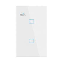 Interruptor de Parede 4LIFE Wi-Fi Smart Wall 2 Gang Light Touch Switch FLT2CWW / 2 Botoes / Compativel com Alexa e Google Home / 100-240V ~50/ 60HZ / App Smart Life - Branco