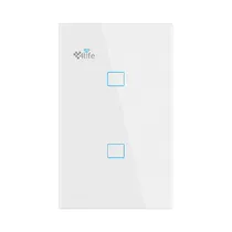 Interruptor de Parede 4LIFE Wi-Fi Smart Wall 2 Gang Light Touch Switch FLT2CWW / 2 Botões / RF / Compativel com Alexa e Google Home / 100-240V ~50/ 60HZ / App Smart Life - Branco