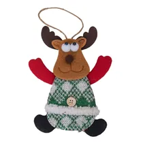 Enfeite de Penduar de Natal com Roupa Xadrez Verde 11X19 CM