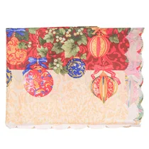 Toalha de Mesa Natal Branco com Guirnalda Verde Y Rojas 150X220 CM