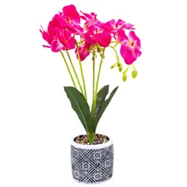 Orquídea Artificial Decorativa Em Vaso Fúcsia