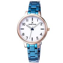 Relogio Analogico Daniel Klein Premium DK11912-7 Feminino Pulseira de Aco Inoxidavel - Azul e Dourado