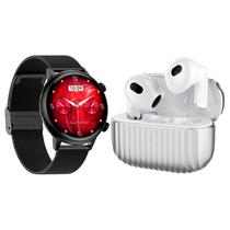 Kit Smartwatch e Fone de Ouvido G-Tide Romance + H21 - Bluetooth - Black / Silver