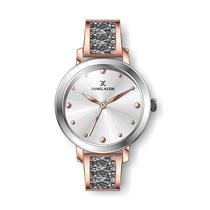 Relogio Analogico Feminino Daniel Klein Premium DK.1.12450-4 - Prata e Rosa Ouro