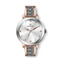 Relógio Analógico Feminino Daniel Klein Premium DK.1.12450-4 - Prata e Rosa Ouro