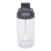 Frasco para Temperos com Colher Dosadora e Tampa Preta 350 ML
