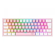 Teclado Gamer Redragon Fizz Rainbow K617-RGB-PW Switch Azul Layout 60% - Rosa Branco