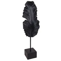 Estátua Decorativa Em Forma de Folha 54 CM Preto