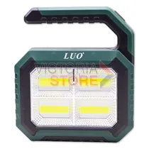 Lanterna LED Luo LU-302 / 2XPE+4COB / Multifuncional / 5 Modos de Iluminaçao / Recarregavel USB / Solar / Power Bank - Preto/ Verde