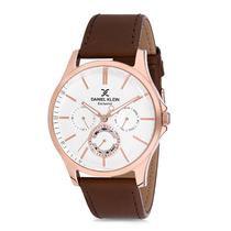 Relogio Analogico Masculino Daniel Klein DK12118-5 Exclusive Gents / Pulseira de Couro Genuino - Marrom/Rose Gold