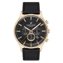 Relogio Analogico Masculino Daniel Klein DK.1.12753-5 Exclusive Gents / Pulseira de Couro Genuino - Preto/Dourado