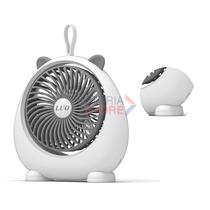 Mini Ventilador de Mesa Fan Luo LU-F2204 Recarregavel / 2 Velocidades / 700MAH / 3W - Branco/ Cinza