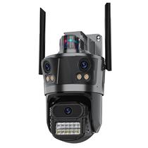 Camera de Seguranca Smart Wifi P12-SM8 com 2 Antenas / 9MP / 4MM X3 / 12V / 360O / Microfone / Alarma / Deteccao Humana / App Icsee - Preto