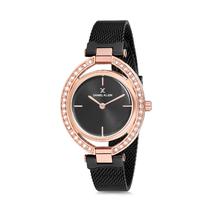 Relogio Analogico Feminino Daniel Klein Premium DK12194-6 - Preto e Rosa Ouro