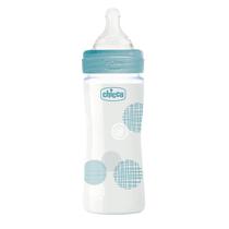 Chicco Nursery Biberon Well-Being Vidrio Azul 240 ML. FL. Lento Sil Detalles En El Producto 240ML Azul